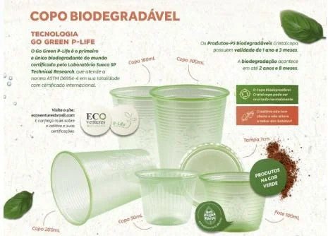 Copo de 180ml Biodegradável Translúcido Cristalcopo com 100 unidades - e - dona