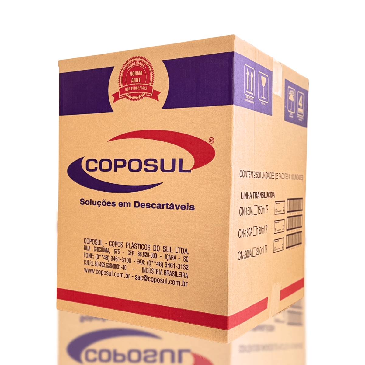 Copo de 180ml Branco ABNT2012 Coposul com 2.500 unidades - e - dona