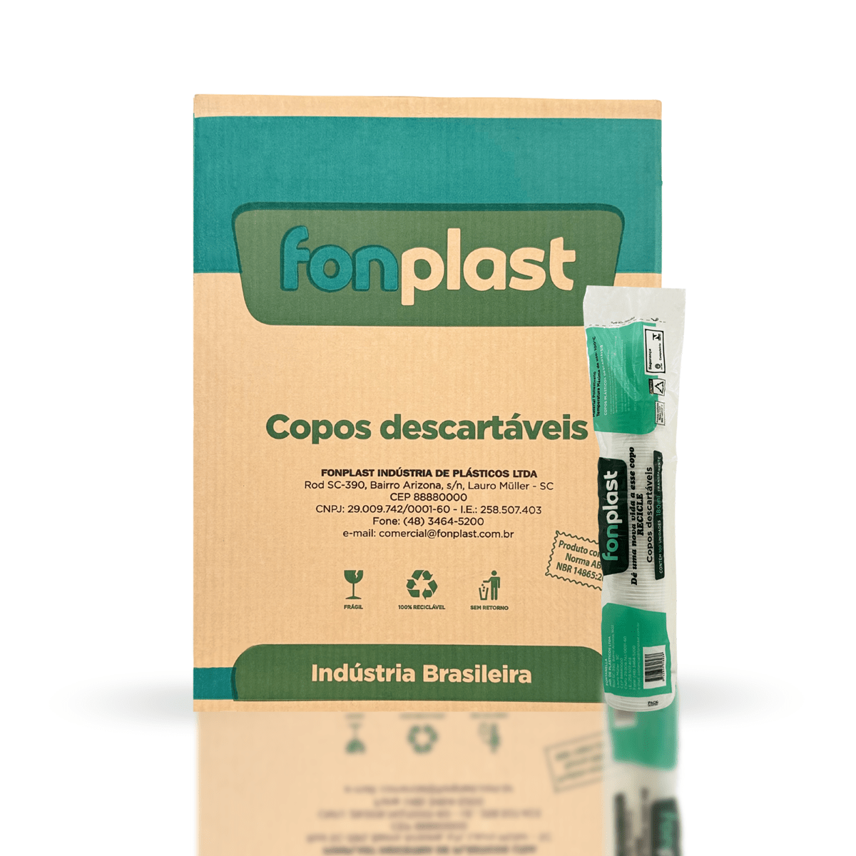 Copo de 180ml Transparente ABNT Fonplast com 2.500 unidades - e - dona