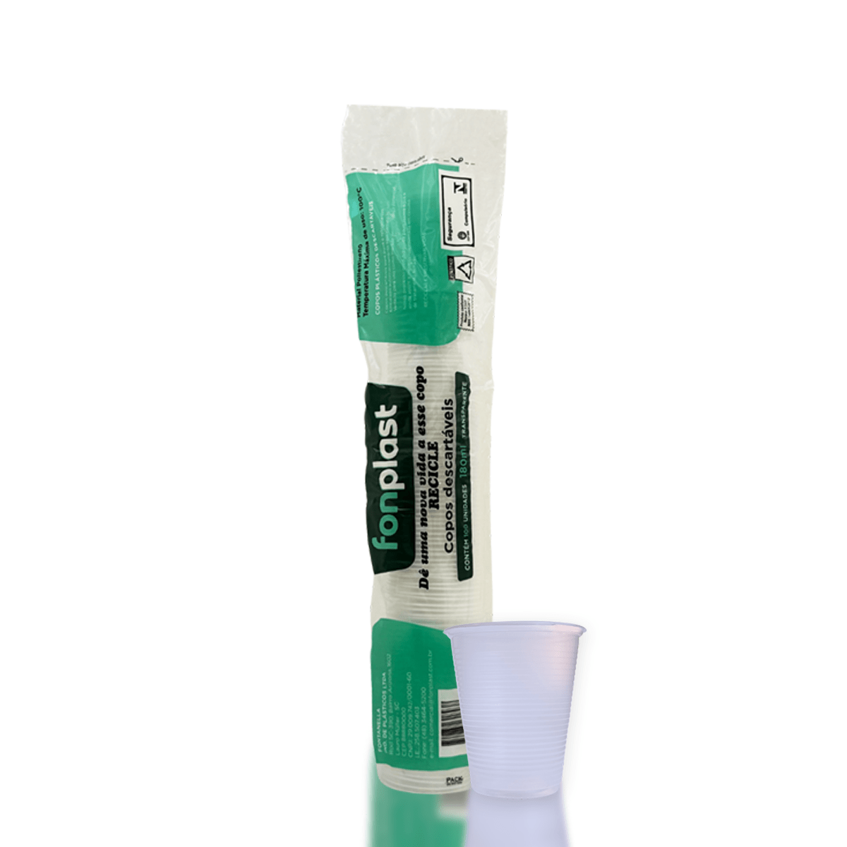 Copo de 180ml Transparente ABNT Fonplast com 2.500 unidades - e - dona
