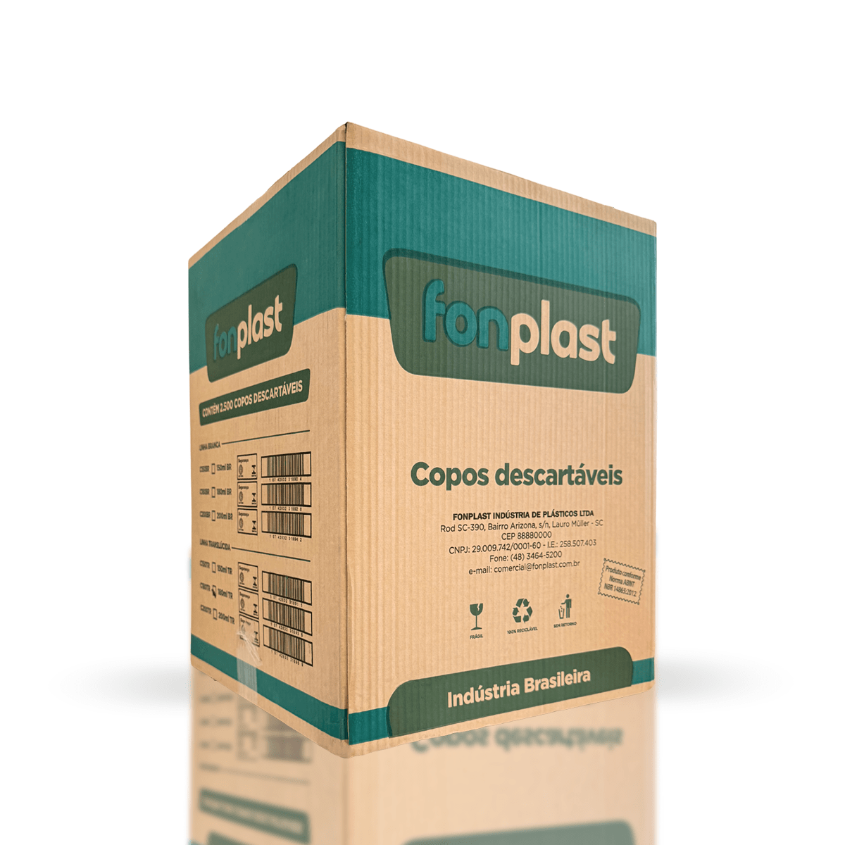 Copo de 180ml Transparente ABNT Fonplast com 2.500 unidades - e - dona