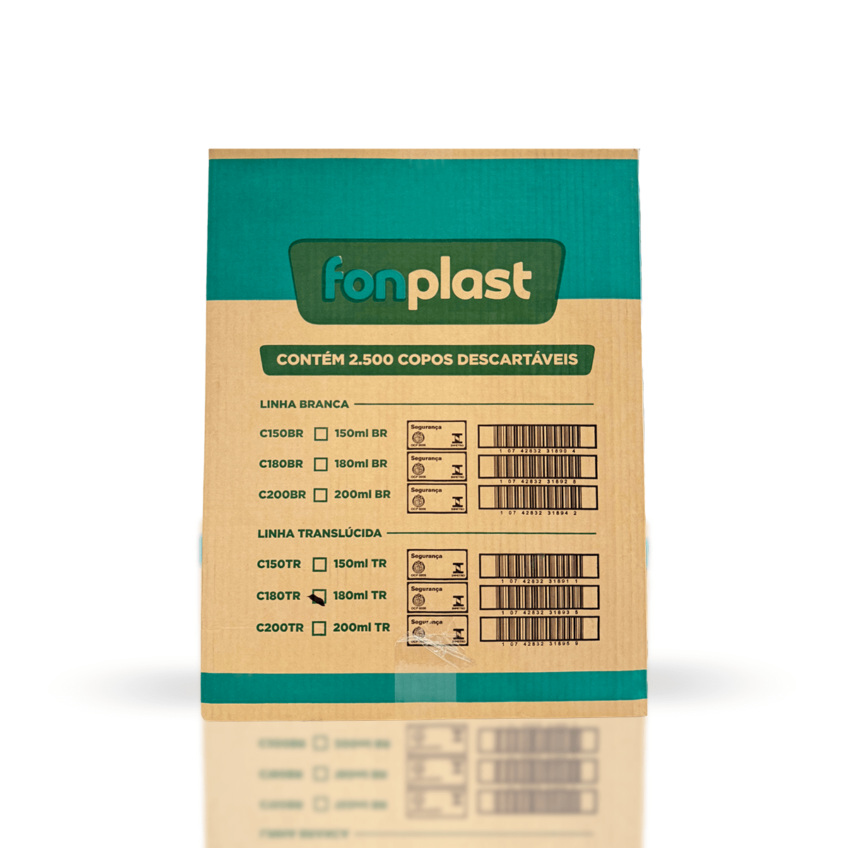 Copo de 180ml Transparente ABNT Fonplast com 2.500 unidades - e - dona