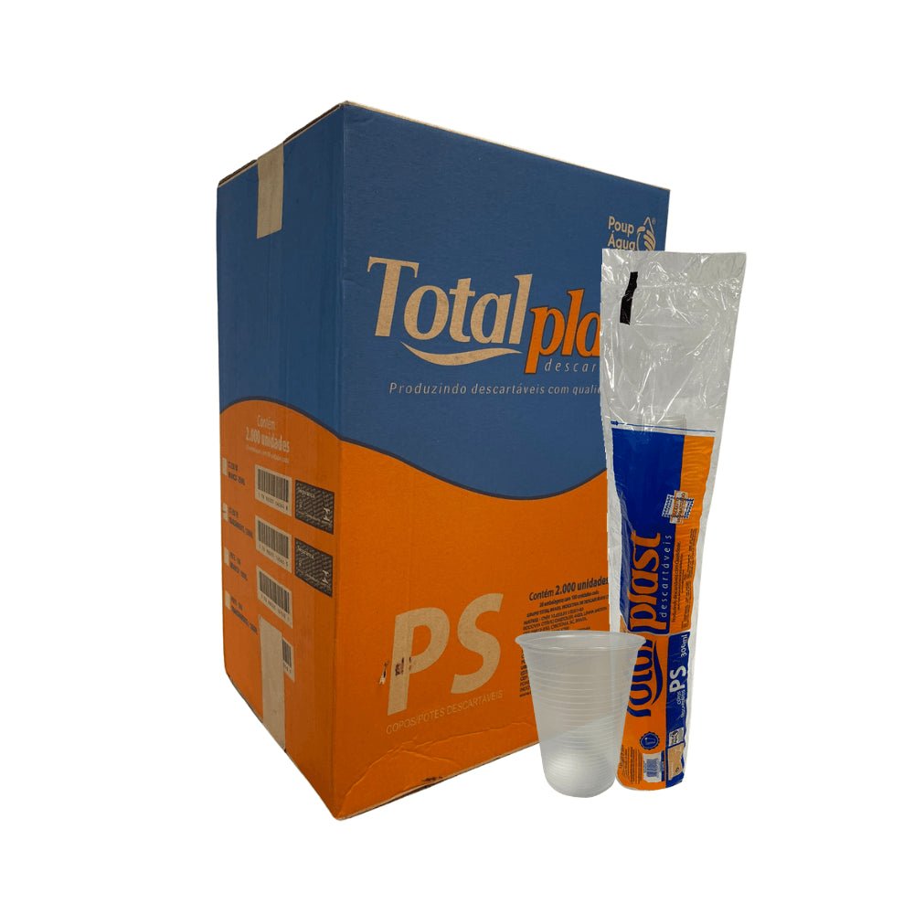 Copo de 300ml Transparente PS Totalplast com 2.000 unidades - e - dona