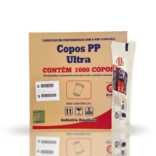 Copo de 400ml PP Transparente Liso Ultra Copos Replast com 1.000 unidades - e - dona
