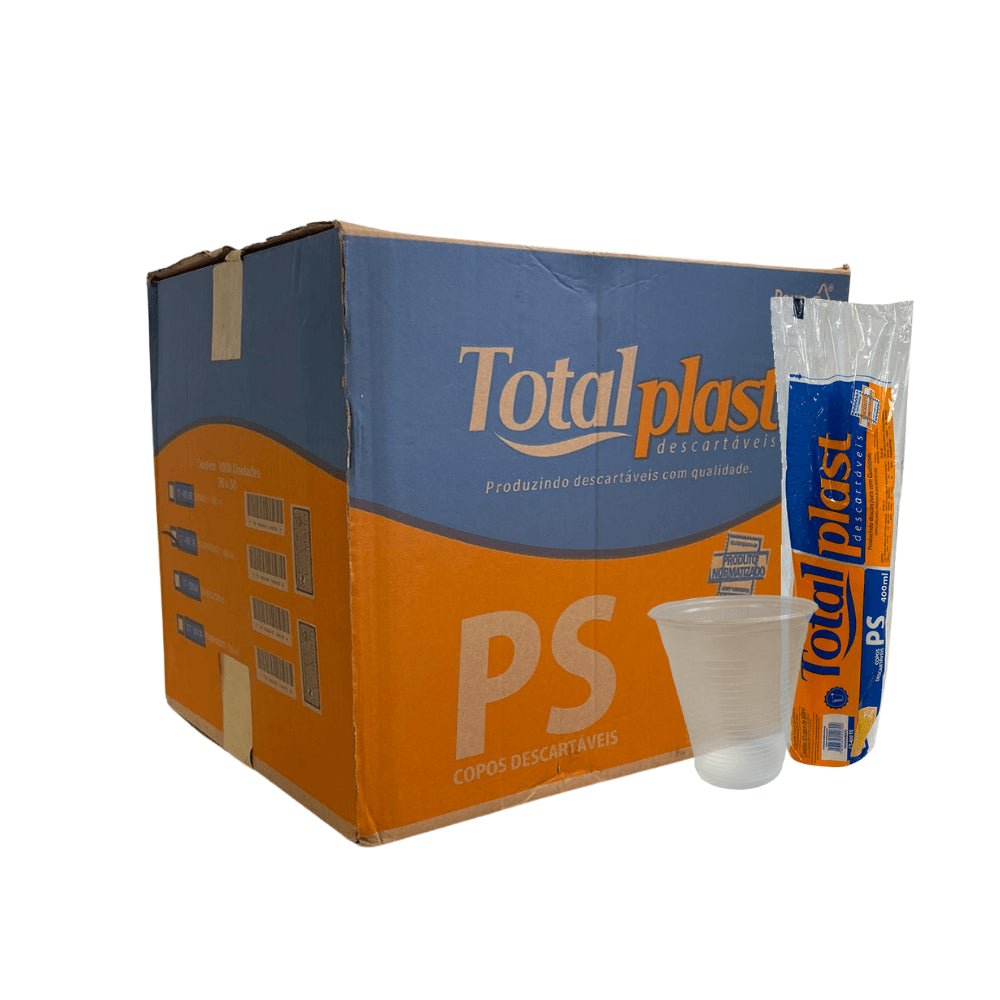 Copo de 400ml Transparente PS Totalplast com 1.000 unidades - e - dona