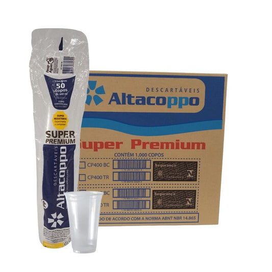 Copo de 440ml Liso transparente PP Altacoppo com 1.000 unidades - e - dona