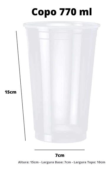 Copo de 770ml Transparente Liso PP Ultra Copos Replast com 25 unidades - Econômico e sustentável, ideal para festas e eventos - e - dona