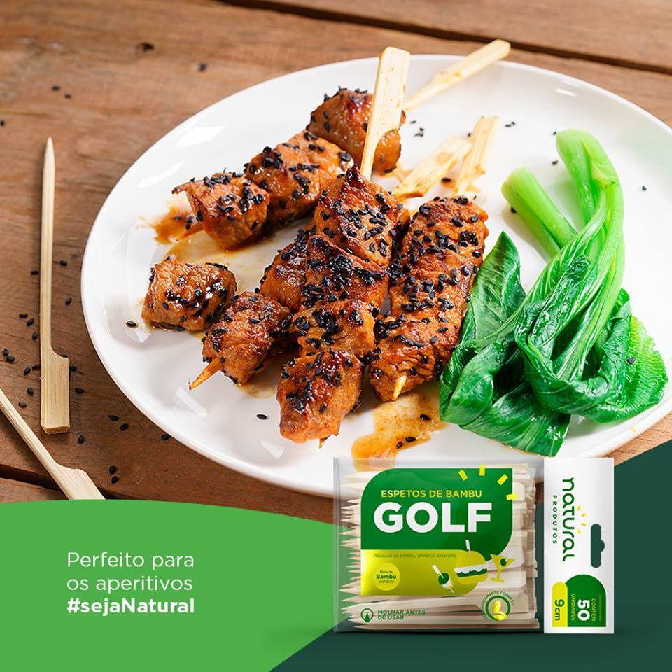 Espeto de bambu Golf 15cm Natural com 50 unidades Ideal para Lanches e Petiscos - e - dona