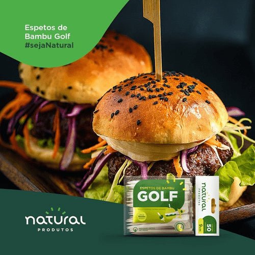 Espeto de bambu Golf 9cm Natural com 50 unidades Ideal para lanches e Petiscos - e - dona