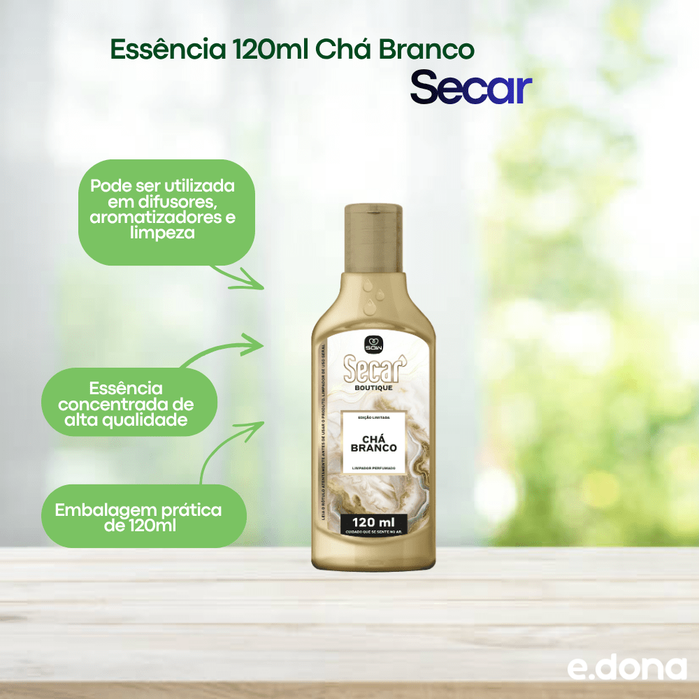 Essência 120ml Chá Branco Secar - e - dona