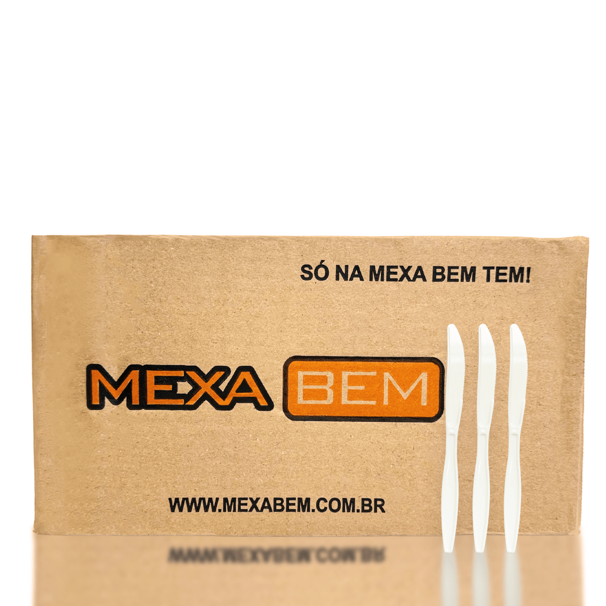 Faca para Refeição 18cm Reforçada Branca Mexa Bem com 500 un - e - dona