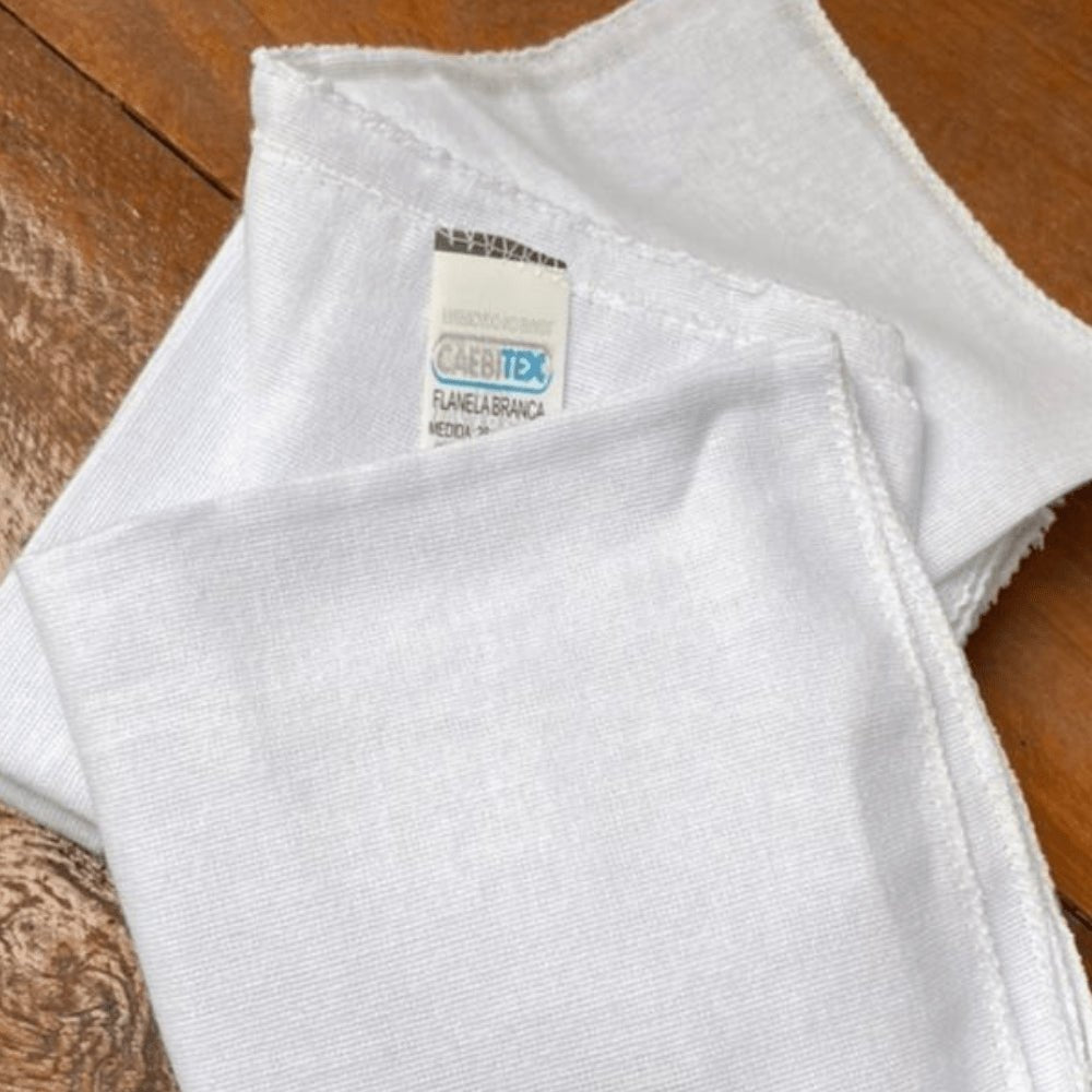 Flanela Caebi Branca 28x38 com 12 unidades - e - dona