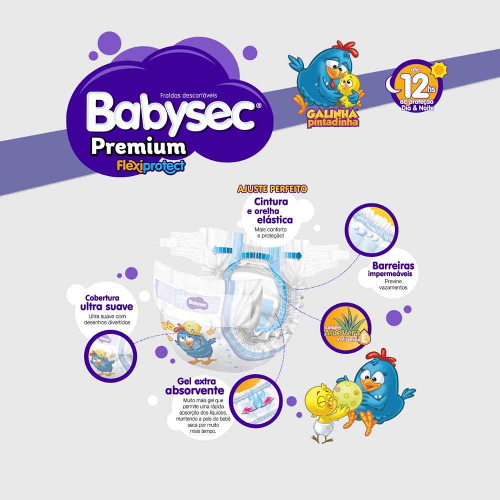 Fralda Babysec Premium Mega XG com 24 unidades - 11 a 14kg - e - dona