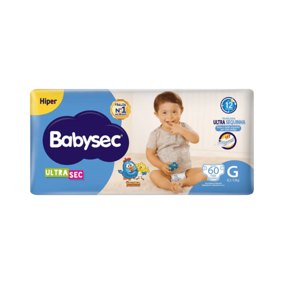 Fralda Babysec Ultrasec Hiper G com 60 unidades - 8,5 a 12kg - e - dona