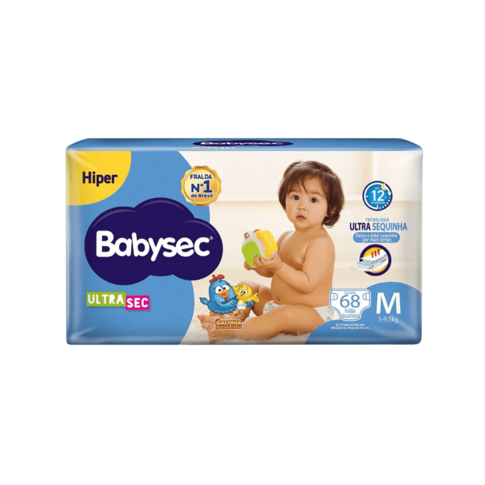 Fralda Babysec Ultrasec Hiper M com 72 unidades - 5 a 9,5kg - e - dona
