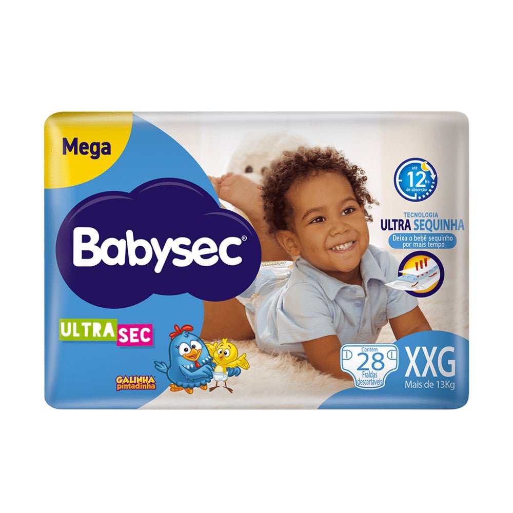 Fralda Babysec Ultrasec Mega XXG com 28 unidades - mais de 13kg - e - dona