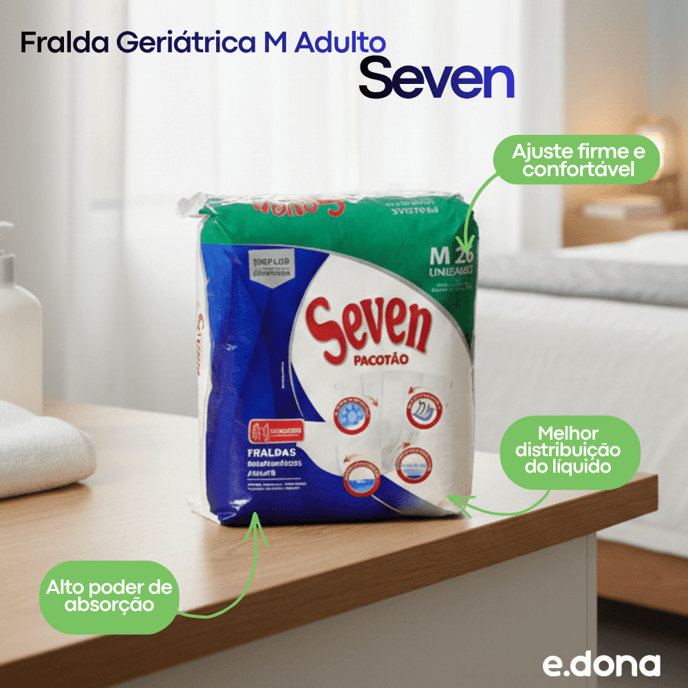 Fralda Geriátrica M Adulto 26 Unidades Pacotão Seven - e - dona