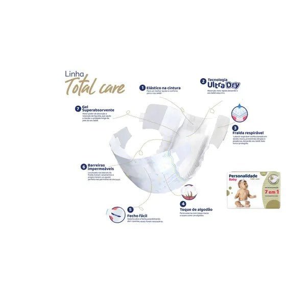 Fralda Personalidade Babytotal Care c/ 42 Unidades Tamanho XXG - e - dona