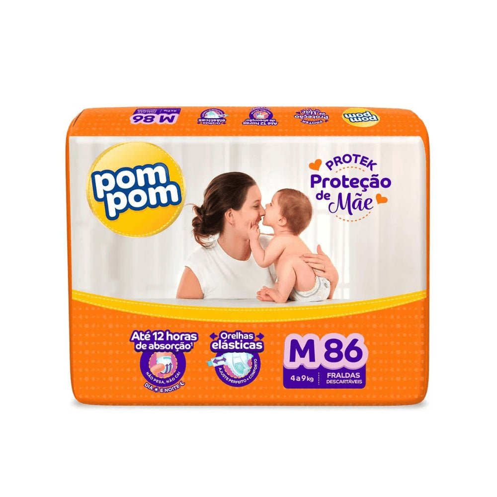 Fralda Pom Pom Protek M com 86 unidades - 4 a 9 kg - e - dona