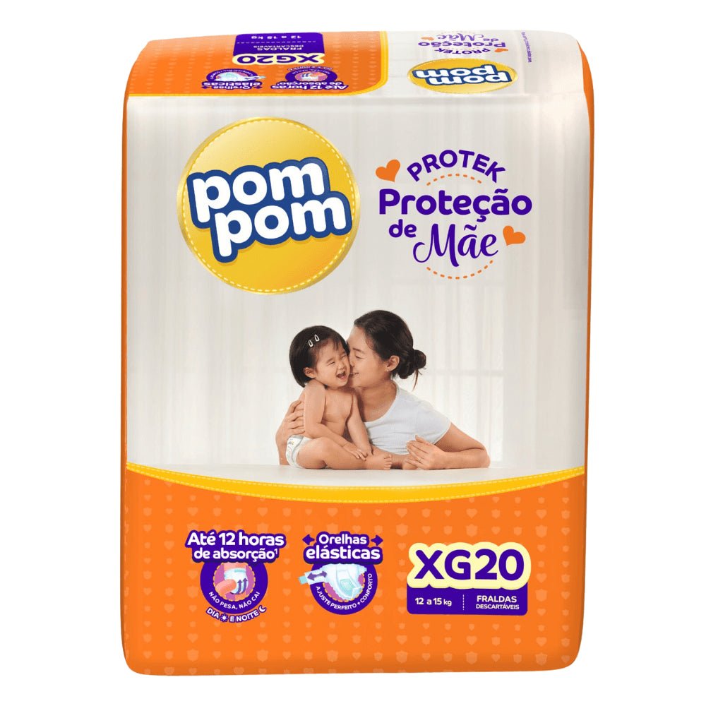 Fralda Pom Pom Protek XG com 20 unidades - 12 a 15 kg - e - dona