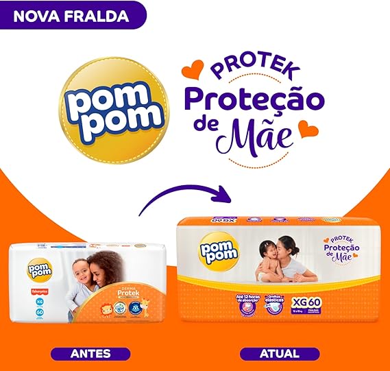 Fralda Pom Pom Protek XG com 60 unidades - 12 a 15kg - e - dona