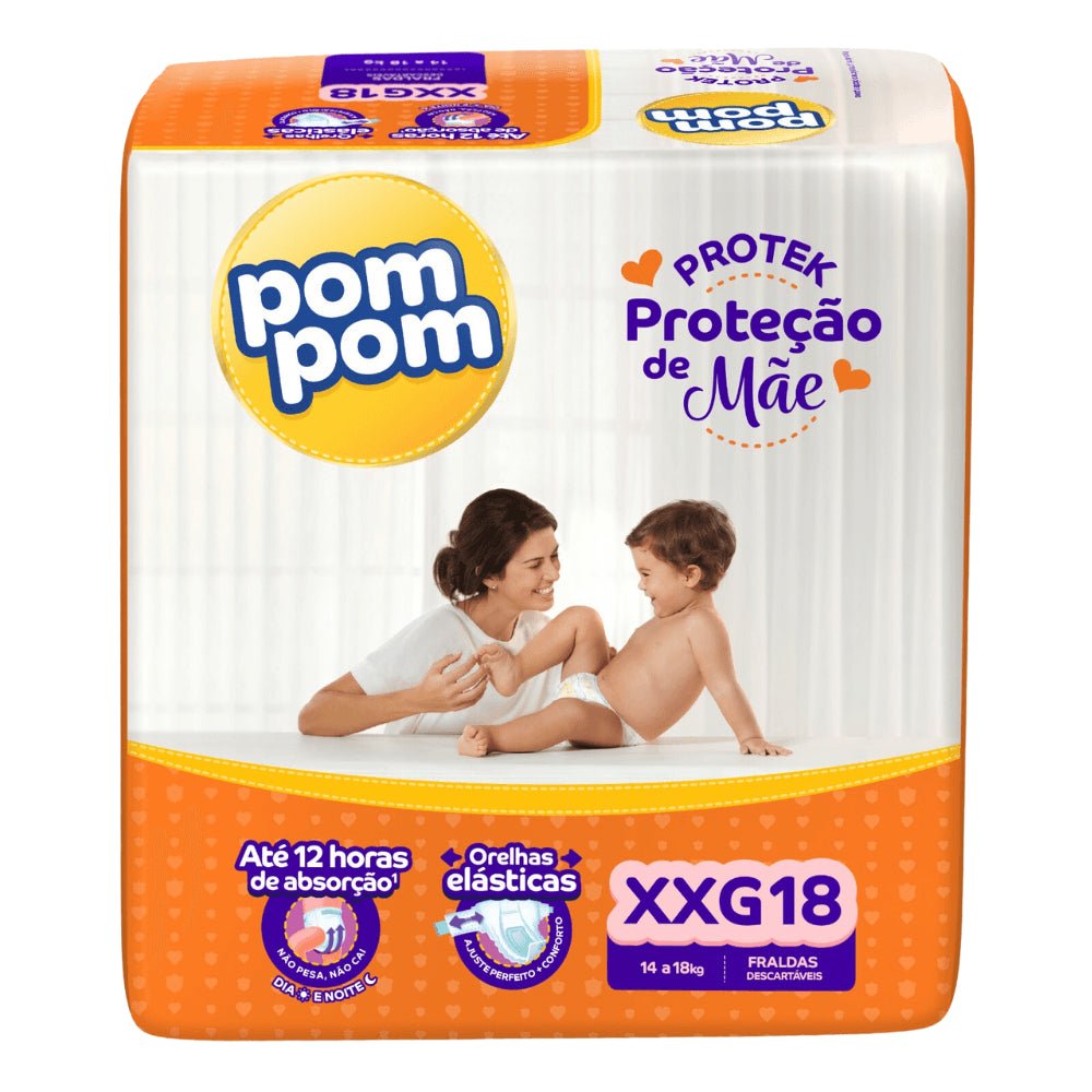 Fralda Pom Pom Protek XXG com 18 unidades - 14 a 18 kg - e - dona