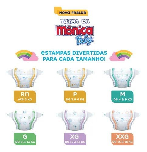 Fralda Turma da Mônica Baby P com 44 unidades - 3 a 5 kg - e - dona