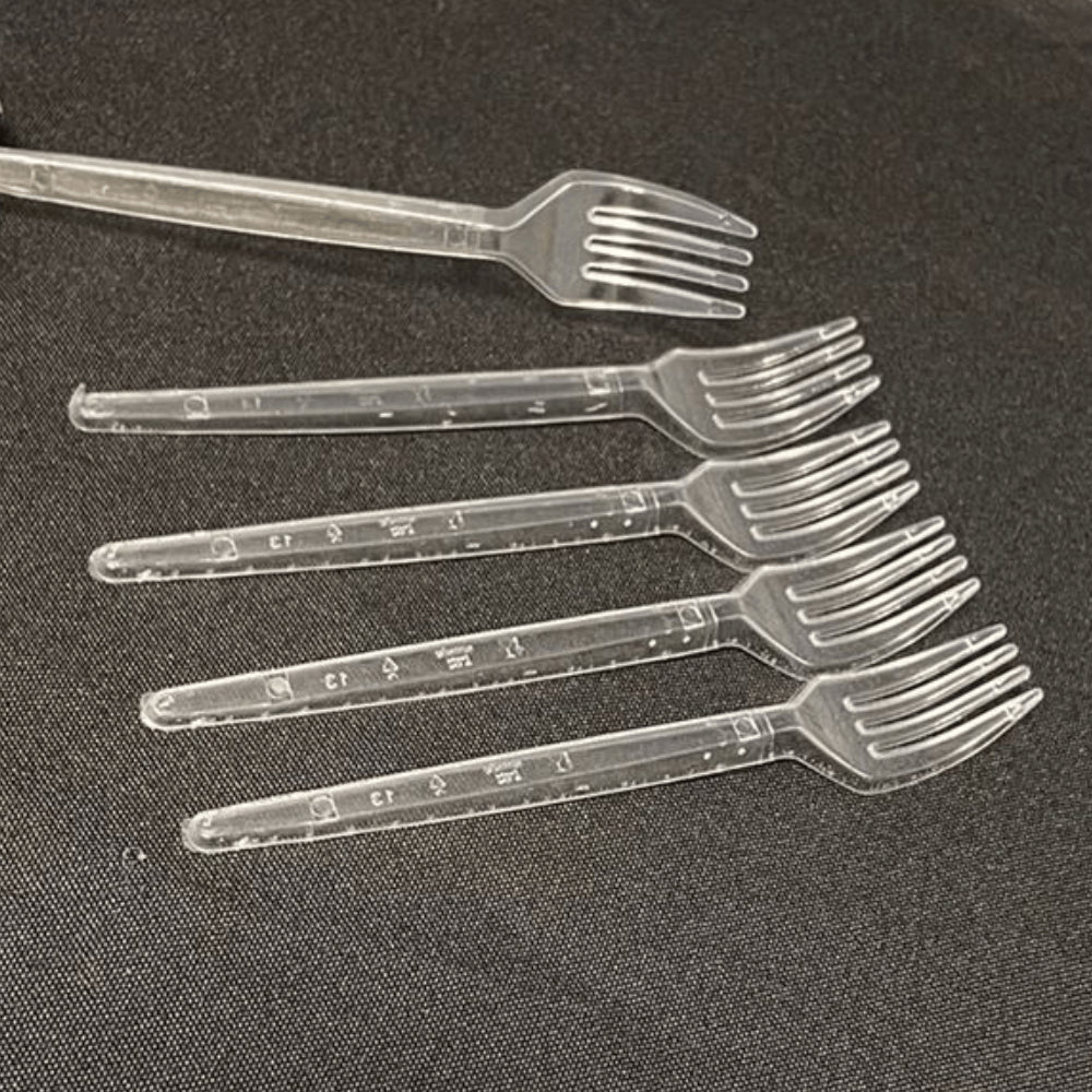 Garfo para Sobremesa 12,6cm Cristal Biodegradável Goldenplast com 50 unidades - e - dona