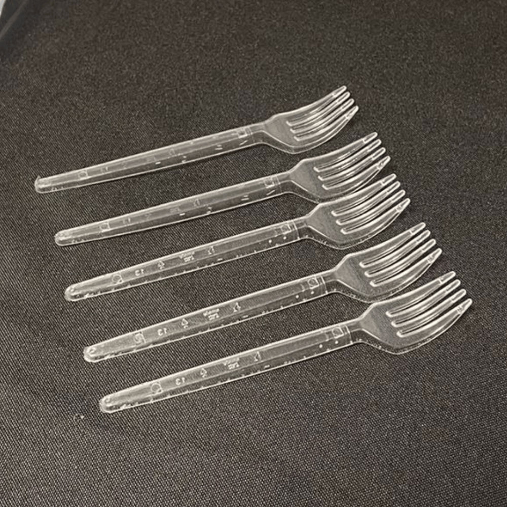 Garfo para Sobremesa 12,6cm Cristal Biodegradável Goldenplast com 50 unidades - e - dona
