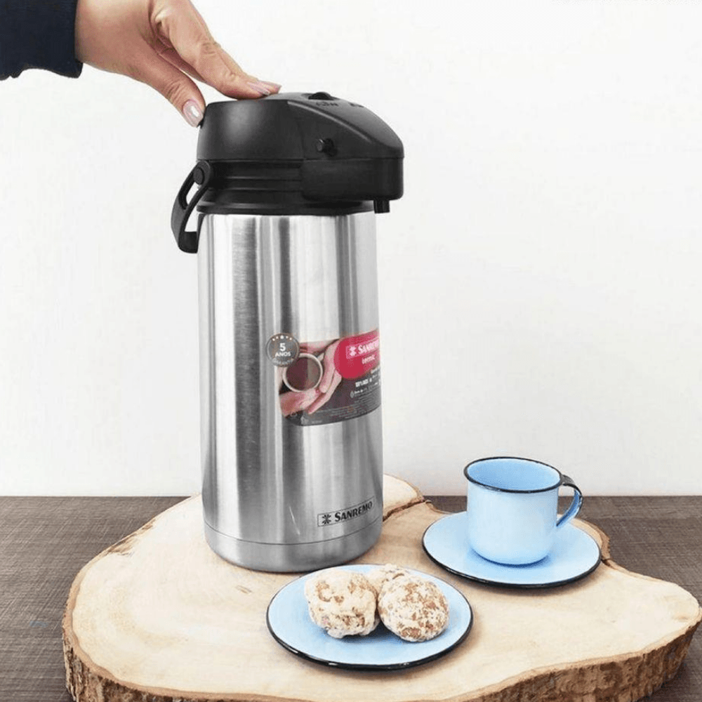 Garrafa Térmica Expressar Preta e Inox 1,9 litros Sanremo - e - dona