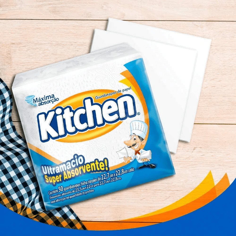 Guardanapo 22,7x22,8cm Folha Simples Kitchen com 4.800 folhas - e - dona