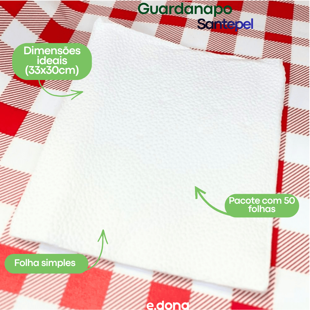 Guardanapo 33x30cm Folha Simples Santepel - 50 Folhas - e - dona
