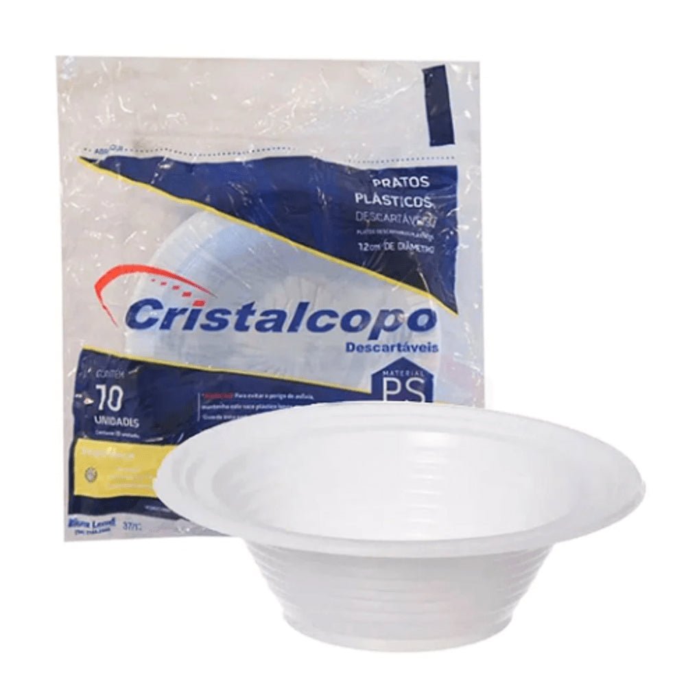 Kit 10 Pacotes de Prato Fundo 12cm Branco Cristalcopo com 10 unidades - Estilo Cumbuca - e - dona