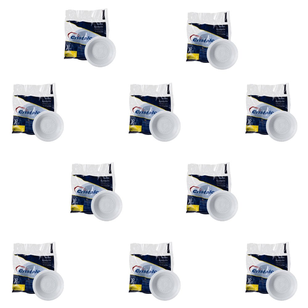 Kit 10 Pacotes de Prato Fundo 12cm Branco Cristalcopo com 10 unidades - Estilo Cumbuca - e - dona