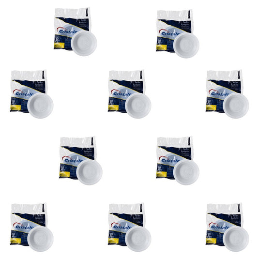 Kit 10 Pacotes de Prato Fundo 12cm Branco Cristalcopo com 10 unidades - Estilo Cumbuca - e - dona