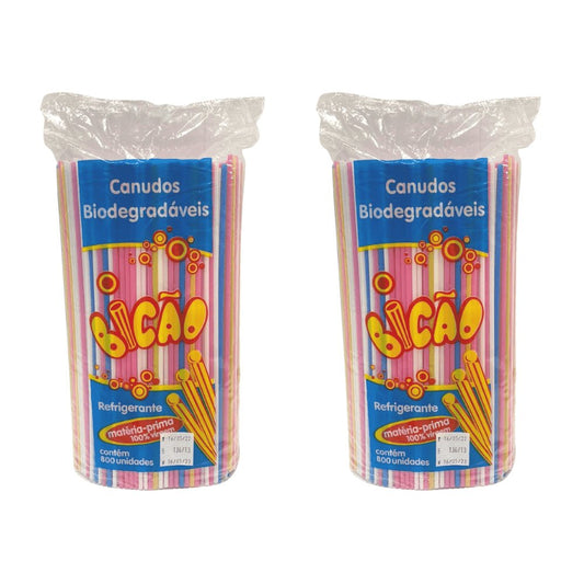 Kit 2 Pacotes de Canudos Biodegradável Para Refrigerante Bicão com 800 unidades - e - dona