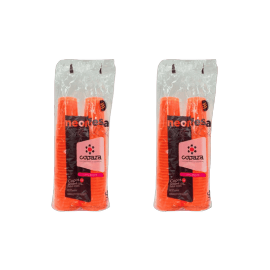Kit 2 pacotes de Copo Neon Laranja 300ml Copaza com 50 unidades - e - dona