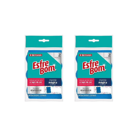 Kit 2 Pacotes de Esponja Mágica Esfrebom Bettanin com 2 unidades - e - dona
