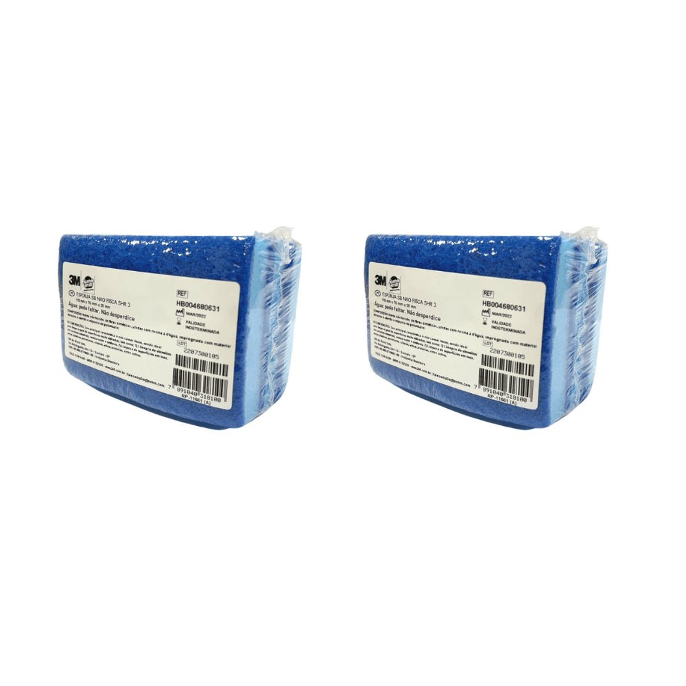 Kit 2 Pacotes de Esponja não risca azul 3M com 3 unidades - e - dona