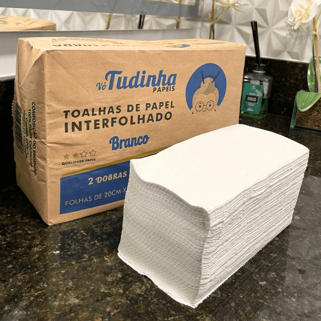Kit 2 Pacotes de Papel Interfolha Branco Vó Tudinha 20x21 cm e 2 dobras - e - dona