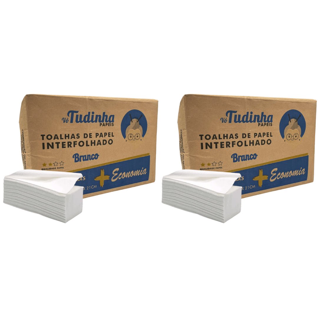 Kit 2 Pacotes de Papel Interfolha Branco Vó Tudinha 20x21 cm e 2 dobras - e - dona