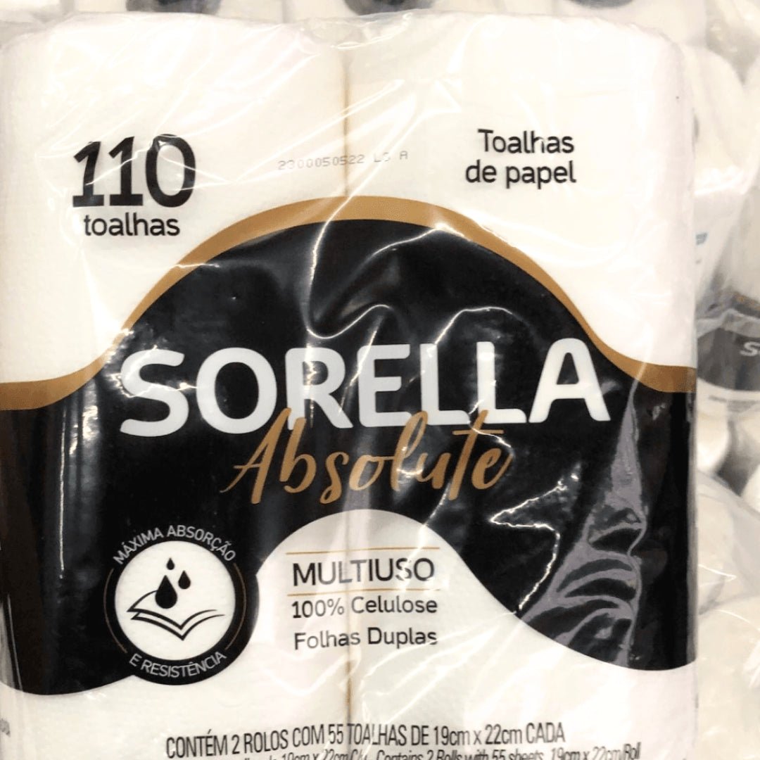 Kit 2 Pacotes de Papel toalha Sorella Absolute Folha Dupla para cozinha com 2 rolos - e - dona