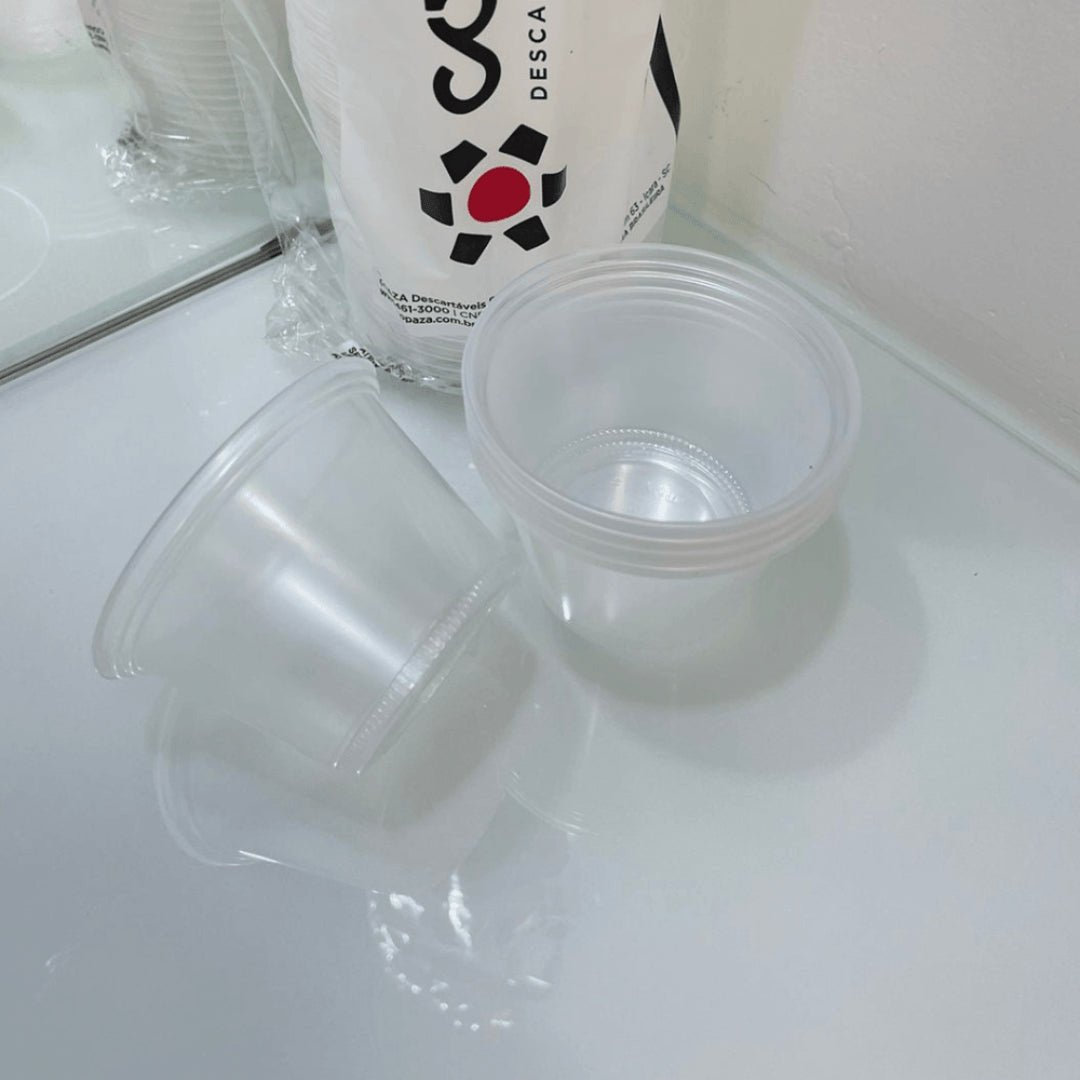 Kit 2 Pacotes de Pote 100ml Translúcido Liso PS sem tampa Copaza com 100 unidades - e - dona