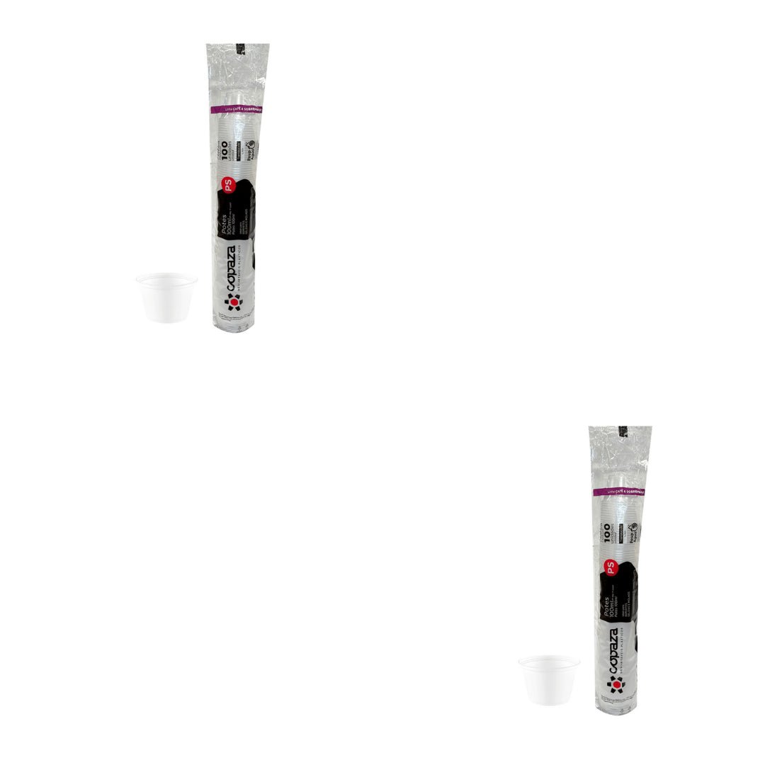 Kit 2 Pacotes de Pote 100ml Translúcido Liso PS sem tampa Copaza com 100 unidades - e - dona