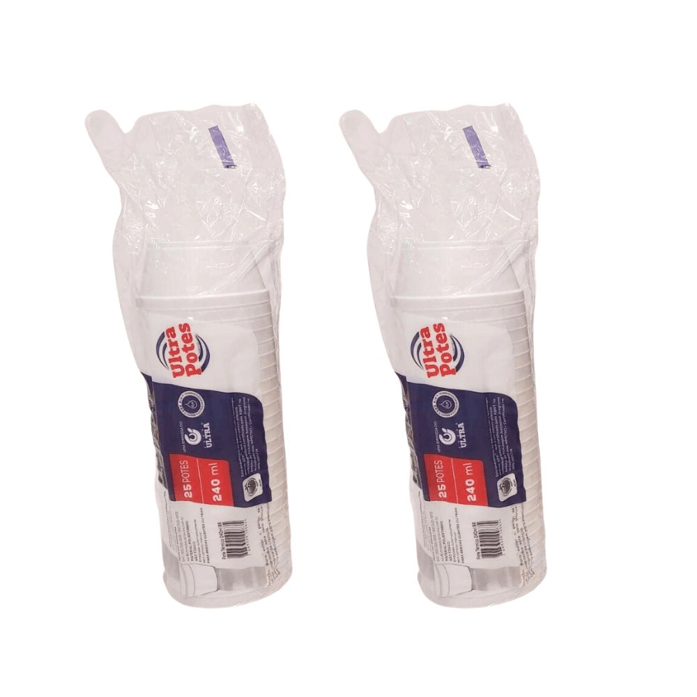 Kit 2 Pacotes de Potes de Isopor 240ml Ultratherm com 25 unidades - e - dona
