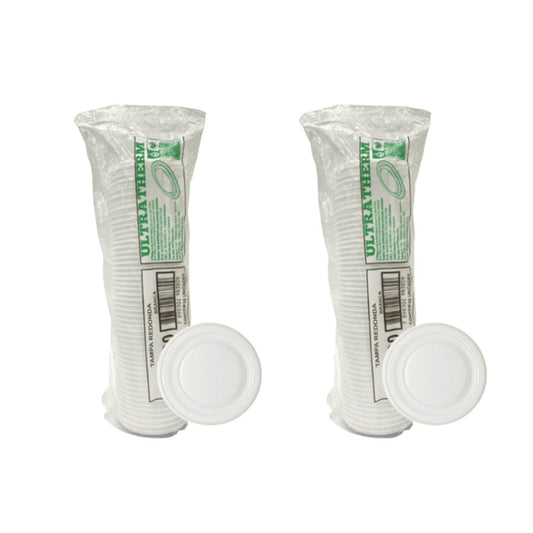 Kit 2 pacotes de Tampa para Potes de isopor 200/300ml Ultratherm com 50 unidades - e - dona