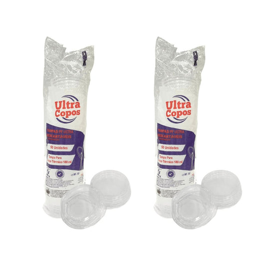 Kit 2 Pacotes de Tampas para Copo de isopor de 180ml Ultratherm com 50 unidades - e - dona