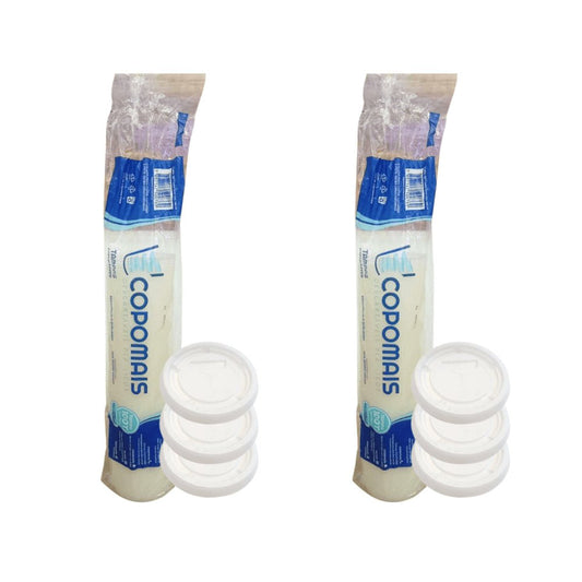 Kit 2 Pacotes de Tampas para Pote de 100ml e copos de 180/200ml Transparente Copomais com 100 unidades - e - dona