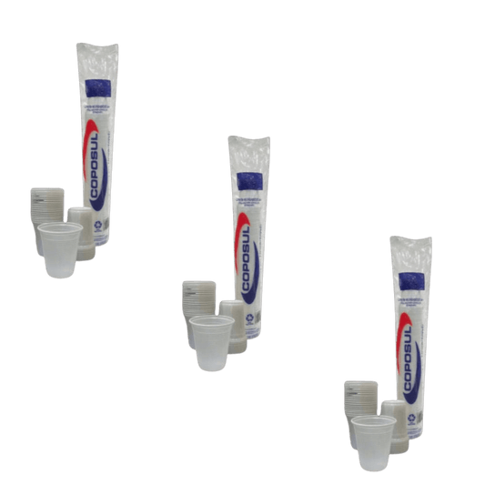 Kit 3 Pacotes Copo 180ml Coposul PS Branco Com 100 Unidades - e - dona