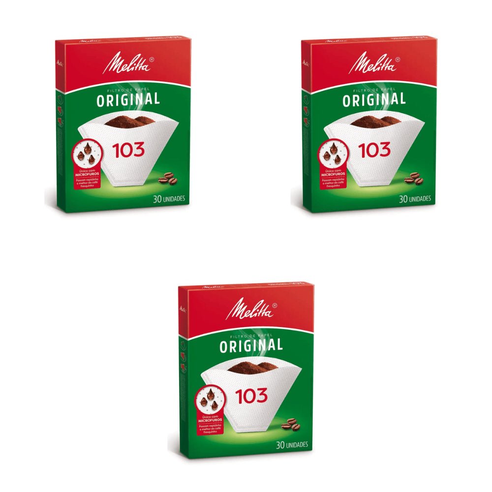 Kit 3 Pacotes de Filtros de Papel Melitta 103 com 30 unidades - e - dona